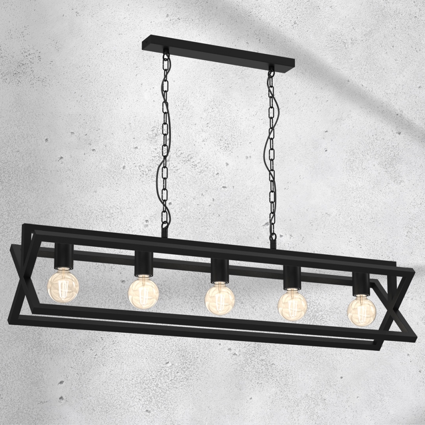 Hanglamp aan een ketting ARNOLD 5xE27/60W/230V zwart