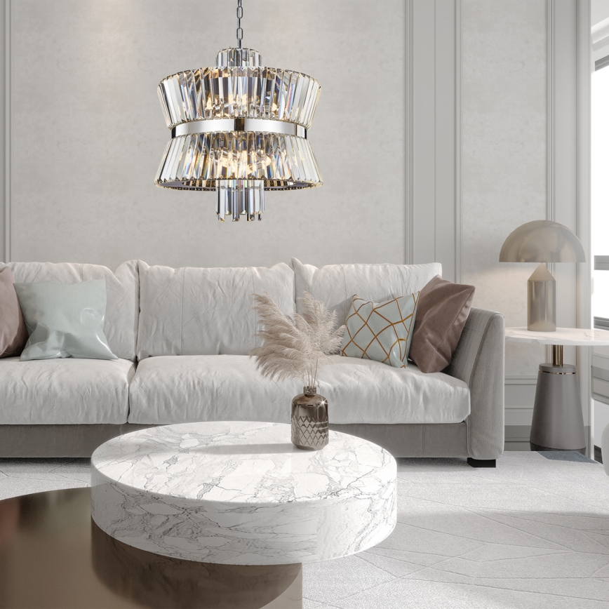 Hanglamp aan een ketting AURELIA 12xE14/40W/230V mat chroom