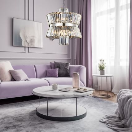 Hanglamp aan een ketting AURELIA 12xE14/40W/230V mat chroom