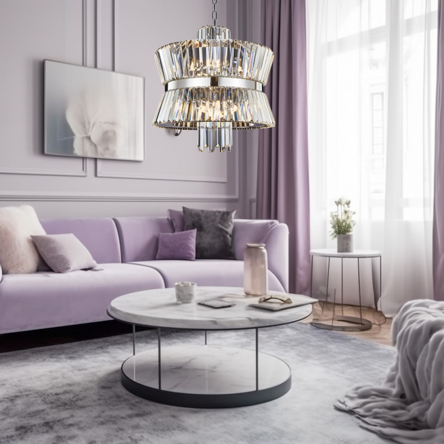 Hanglamp aan een ketting AURELIA 12xE14/40W/230V mat chroom