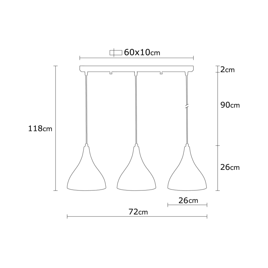 Hanglamp aan een ketting BERCESTE 3xE27/40W/230V