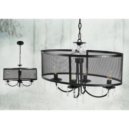 Hanglamp aan een ketting BRESSO 4xE14/12W/230V zwart