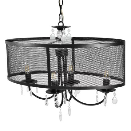 Hanglamp aan een ketting BRESSO 4xE14/12W/230V zwart