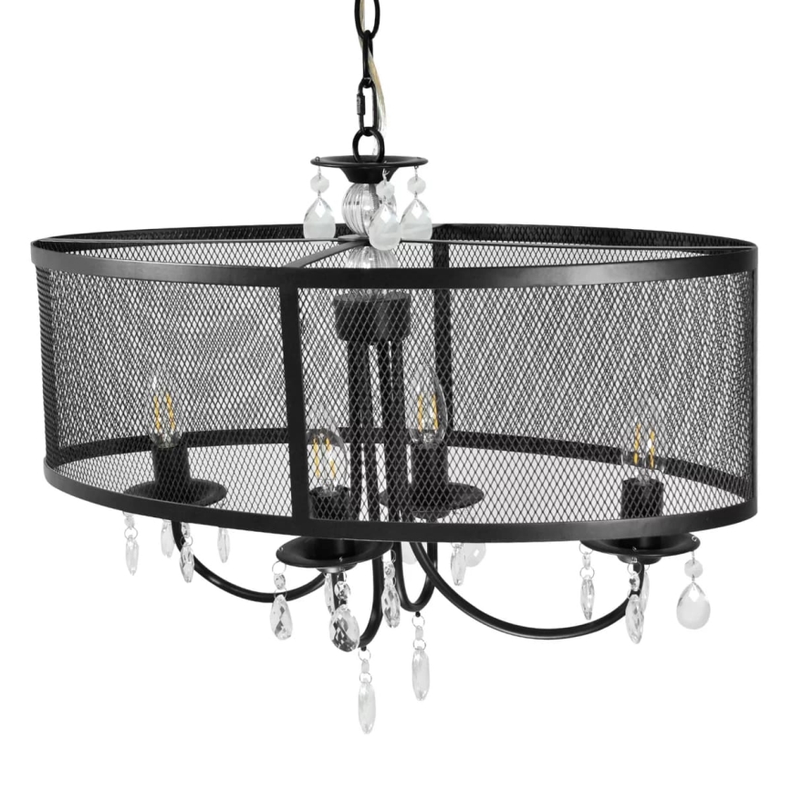 Hanglamp aan een ketting BRESSO 4xE14/12W/230V zwart