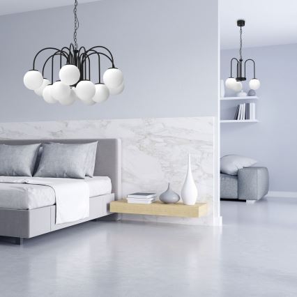 Hanglamp aan een ketting CAMBRIDGE 12xE14/60W/230V zwart