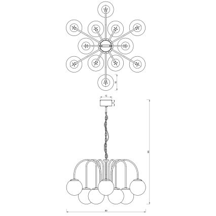 Hanglamp aan een ketting CAMBRIDGE 12xE14/60W/230V zwart