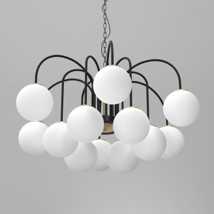 Hanglamp aan een ketting CAMBRIDGE 12xE14/60W/230V zwart/messing