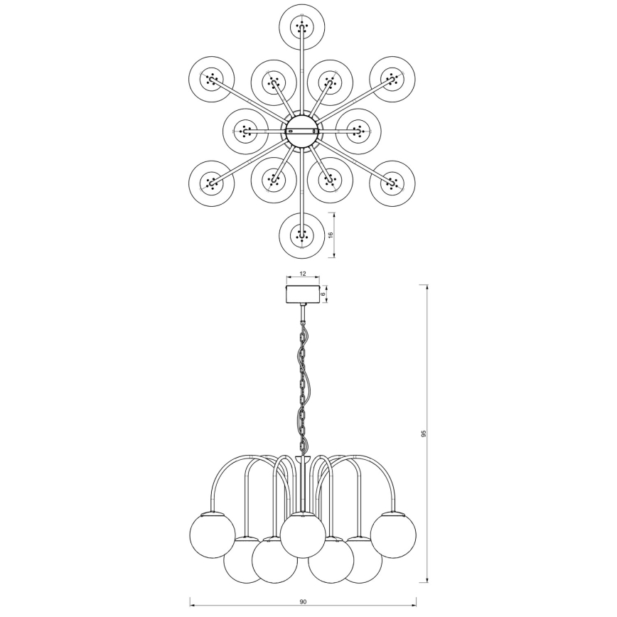 Hanglamp aan een ketting CAMBRIDGE 12xE14/60W/230V zwart/messing