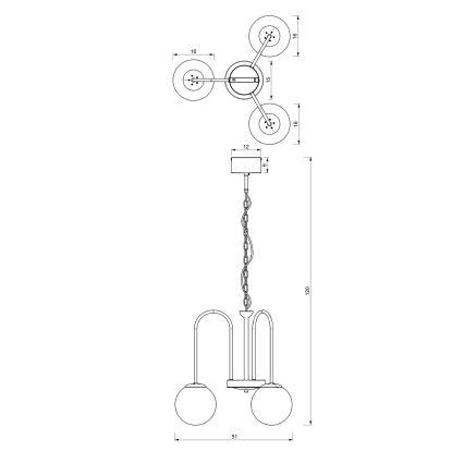 Hanglamp aan een ketting CAMBRIDGE 3xE14/60W/230V zwart