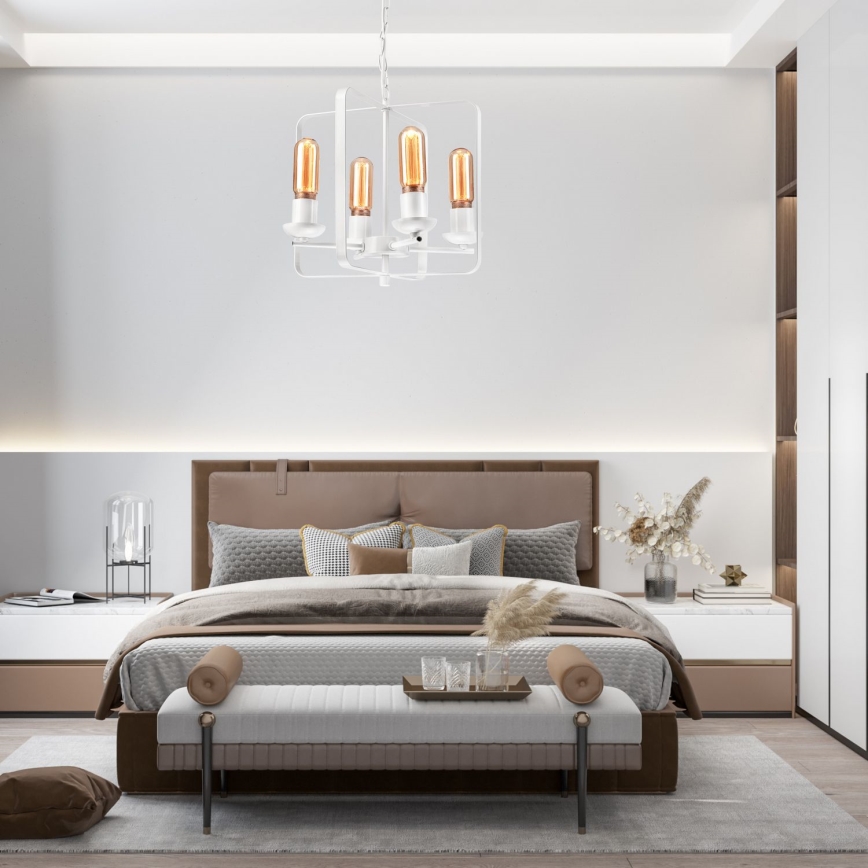 Hanglamp aan een ketting CEDRIC II 4xE27/60W/230V wit