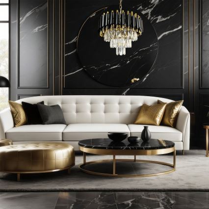 Hanglamp aan een ketting CRISTAL 5xE14/40W/230V goud/zwart