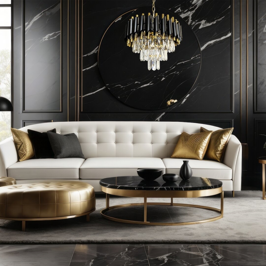 Hanglamp aan een ketting CRISTAL 5xE14/40W/230V goud/zwart