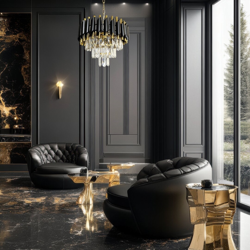 Hanglamp aan een ketting CRISTAL 5xE14/40W/230V goud/zwart