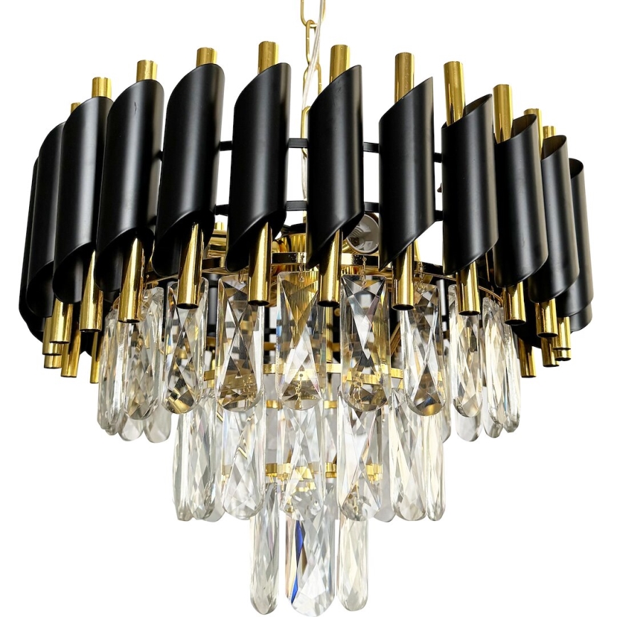 Hanglamp aan een ketting CRISTAL 5xE14/40W/230V goud/zwart