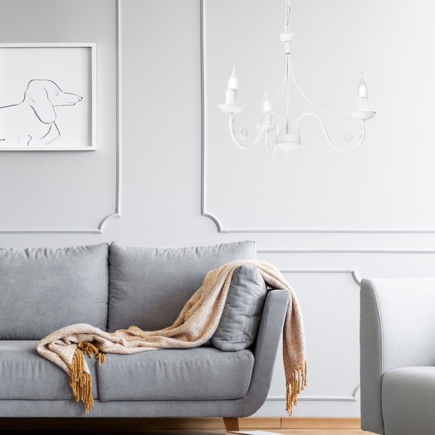 Hanglamp aan een ketting DONATO 3xE14/40W/230V wit