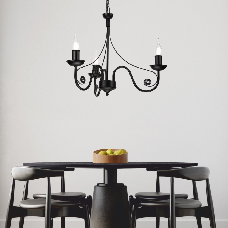 Hanglamp aan een ketting DONATO 3xE14/40W/230V zwart