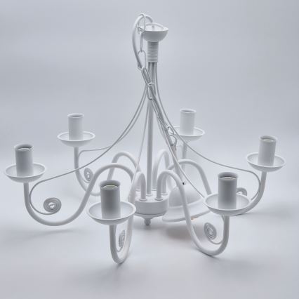 Hanglamp aan een ketting DONATO 6xE14/40W/230V wit