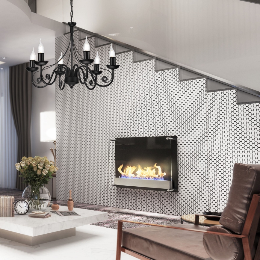 Hanglamp aan een ketting DONATO 6xE14/40W/230V zwart