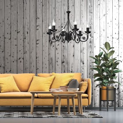 Hanglamp aan een ketting DONATO 6xE14/40W/230V zwart