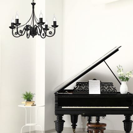 Hanglamp aan een ketting DONATO 6xE14/40W/230V zwart