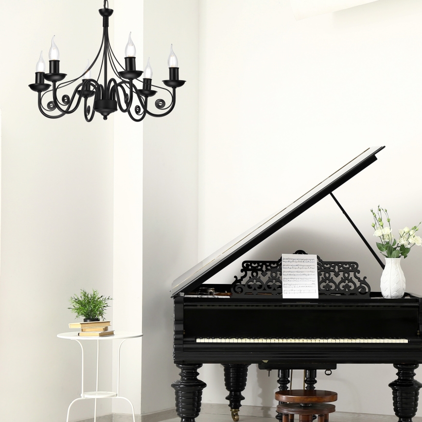 Hanglamp aan een ketting DONATO 6xE14/40W/230V zwart