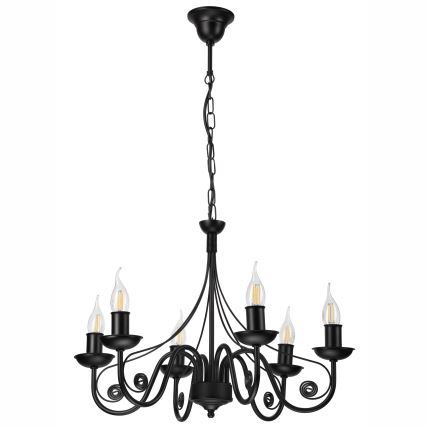 Hanglamp aan een ketting DONATO 6xE14/40W/230V zwart