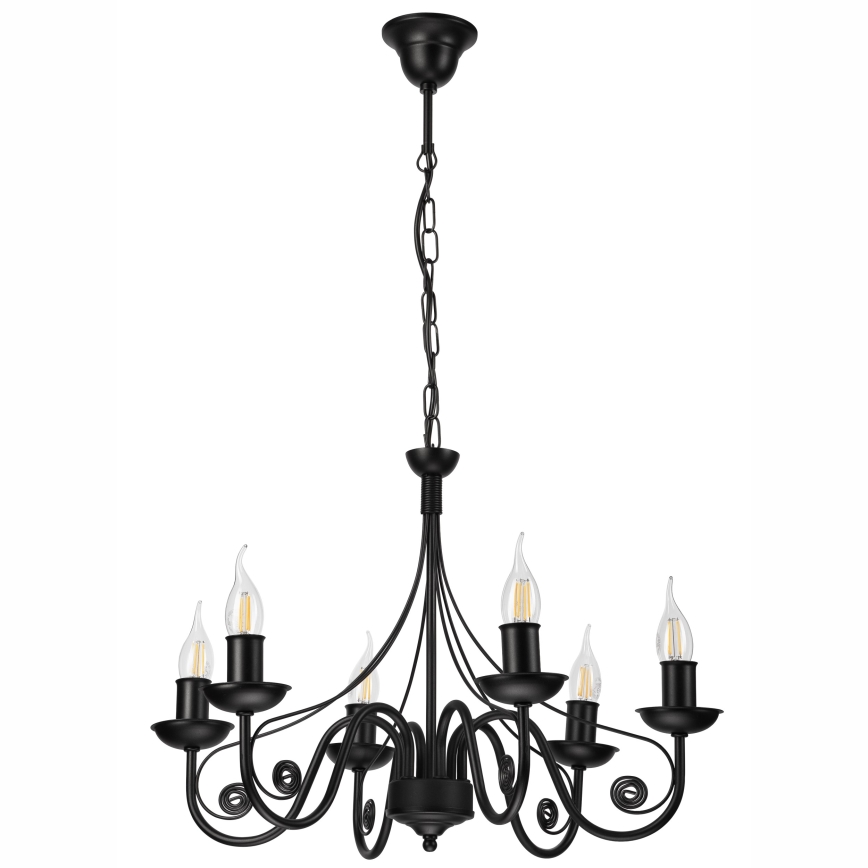 Hanglamp aan een ketting DONATO 6xE14/40W/230V zwart