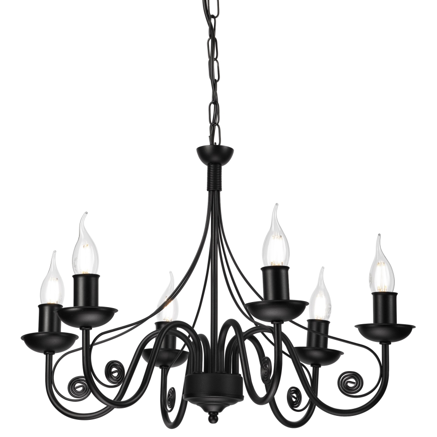 Hanglamp aan een ketting DONATO 6xE14/40W/230V zwart