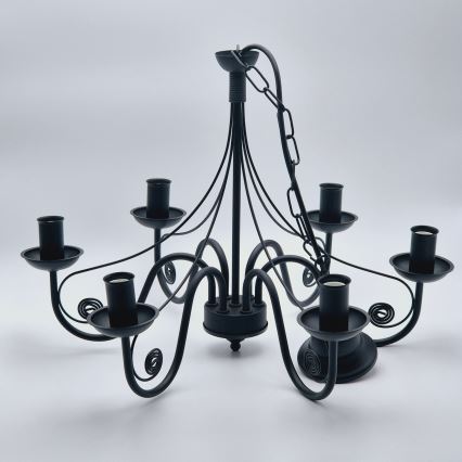Hanglamp aan een ketting DONATO 6xE14/40W/230V zwart