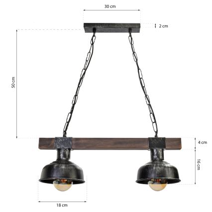 Hanglamp aan een ketting FARO 2xE27/60W/230V