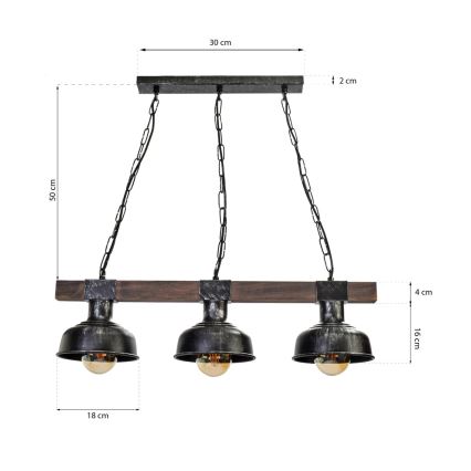 Hanglamp aan een ketting FARO 3xE27/60W/230V