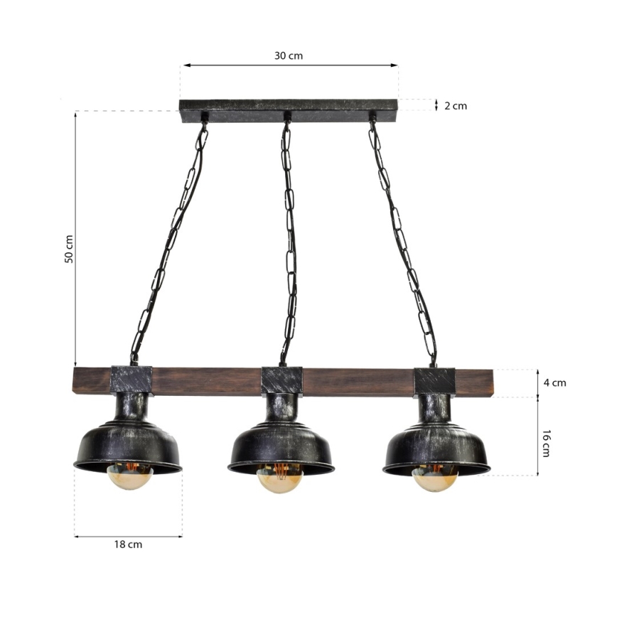 Hanglamp aan een ketting FARO 3xE27/60W/230V