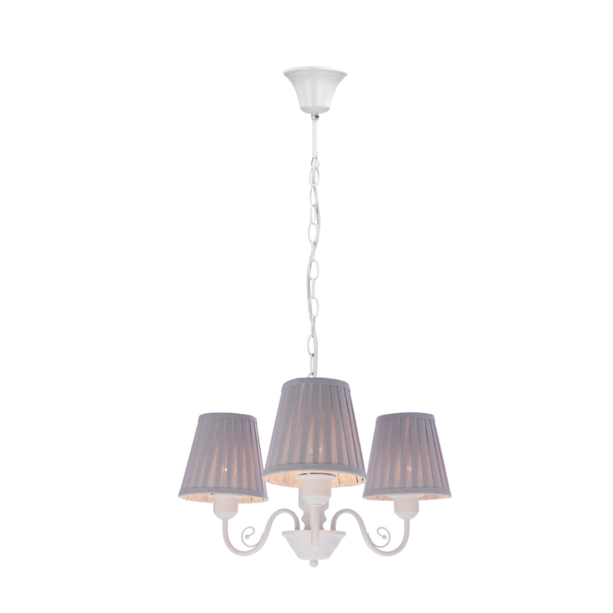 Hanglamp aan een ketting FIREZ 3xE27/40W/230V wit/grijs