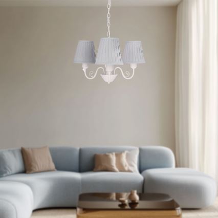 Hanglamp aan een ketting FIREZ 3xE27/40W/230V wit/grijs