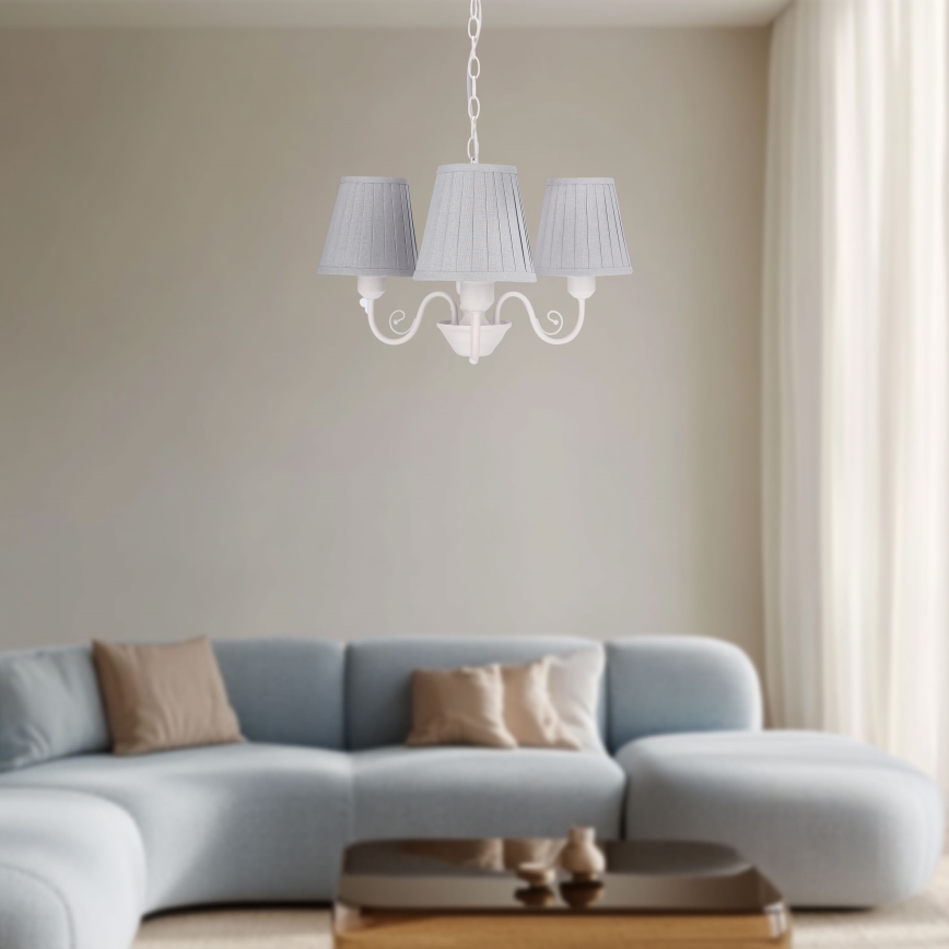 Hanglamp aan een ketting FIREZ 3xE27/40W/230V wit/grijs