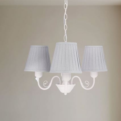 Hanglamp aan een ketting FIREZ 3xE27/40W/230V wit/grijs