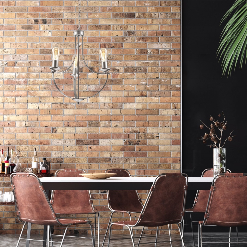 Hanglamp aan een ketting GINA 3xE27/60W/230V mat chroom