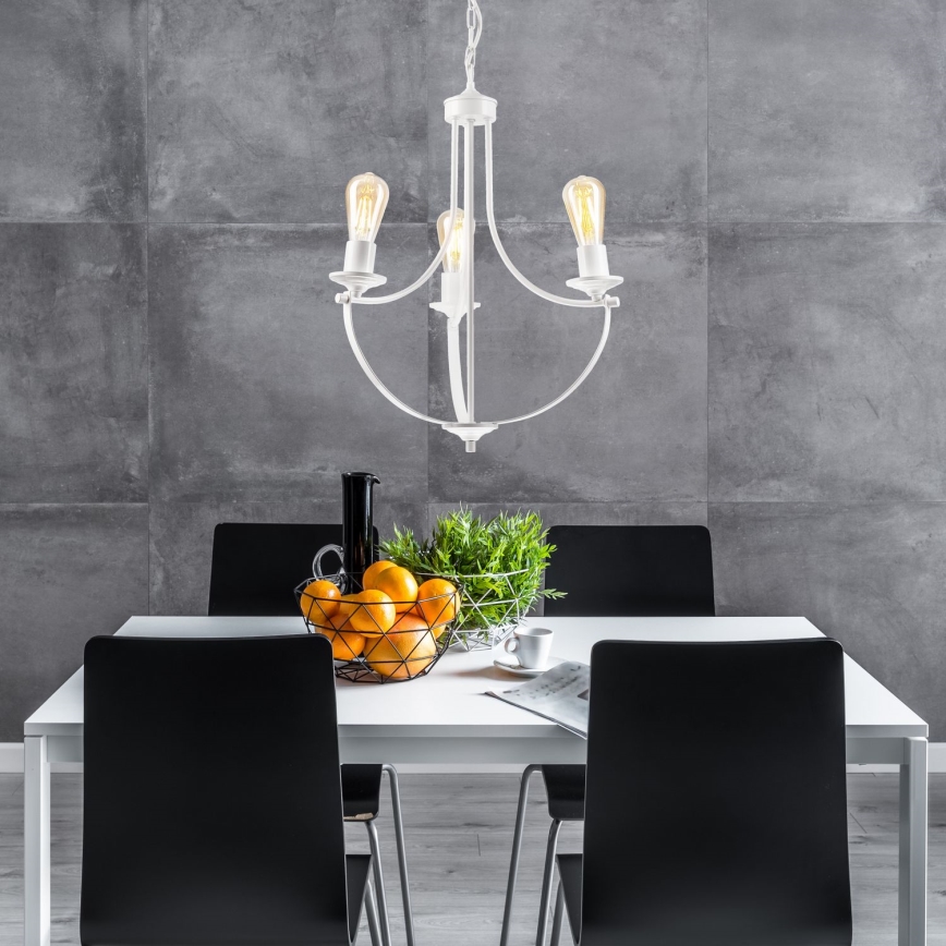 Hanglamp aan een ketting GINA 3xE27/60W/230V wit