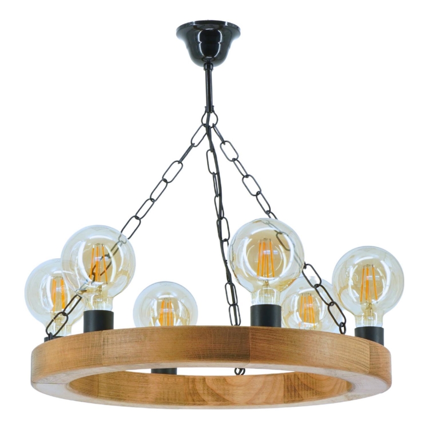 Hanglamp aan een ketting IOS 6xE27/60W/230V diameter 50 cm beuken