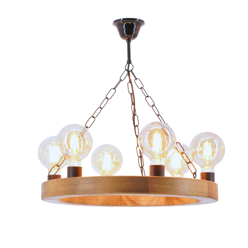 Hanglamp aan een ketting IOS 6xE27/60W/230V diameter 50 cm beuken