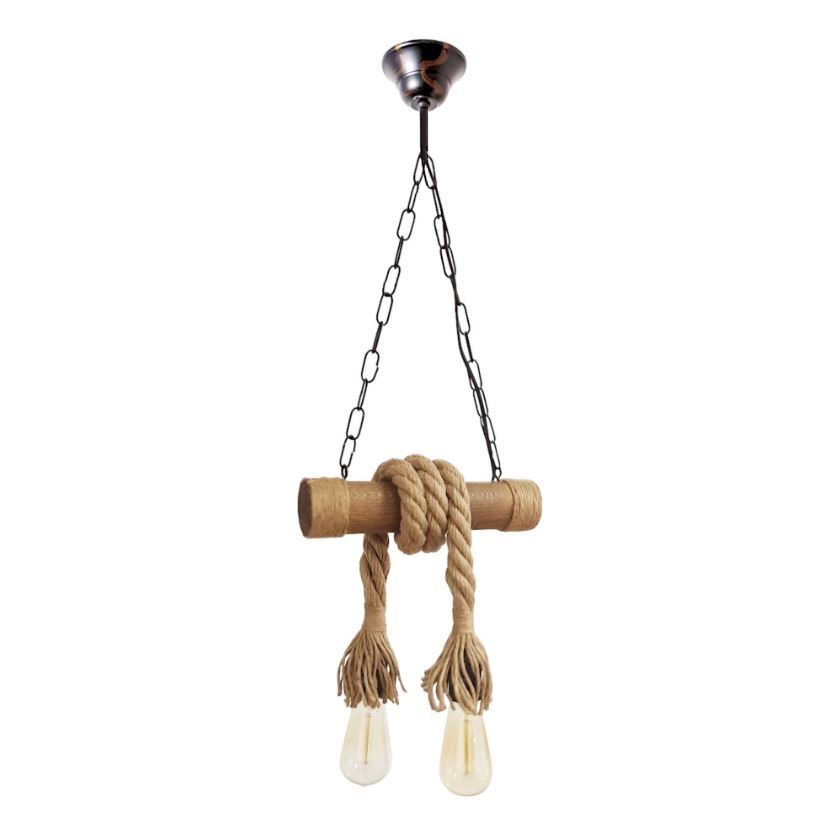 Hanglamp aan een ketting KOS 2xE27/60W/230V beuken