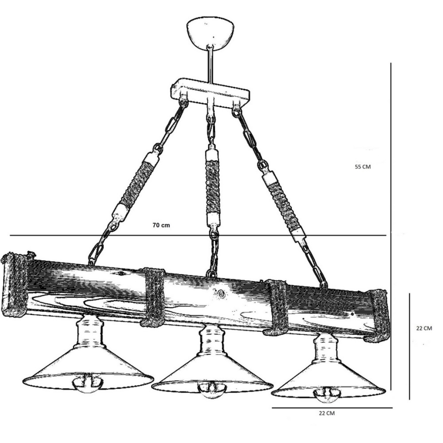 Hanglamp aan een ketting KUTUK 3xE27/60W/230V