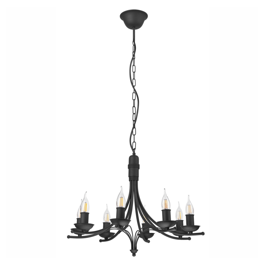 Hanglamp aan een ketting LUCY 8xE14/60W/230V zwart