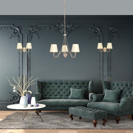 Hanglamp aan een ketting MALBO 3xE27/15W/230V beige