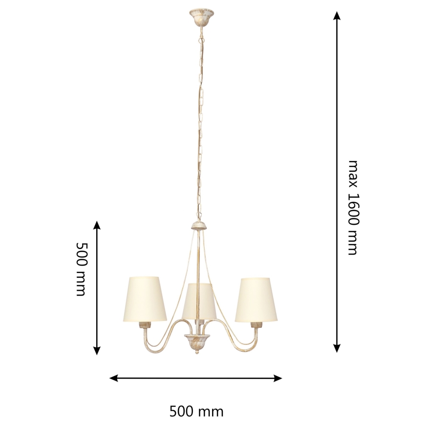 Hanglamp aan een ketting MALBO 3xE27/15W/230V beige