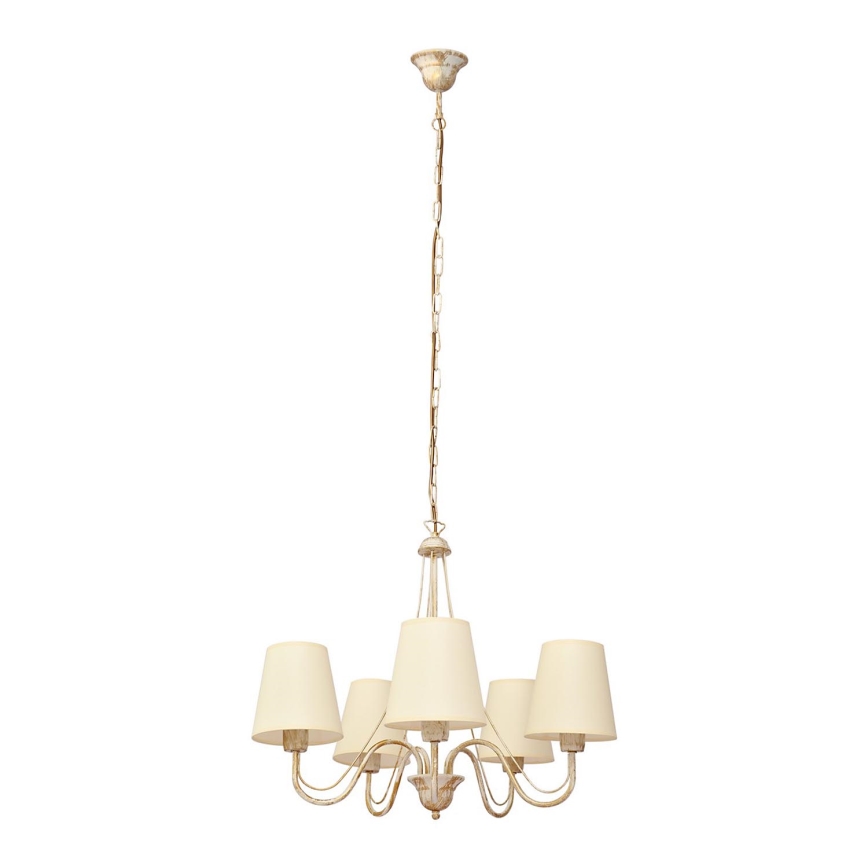 Hanglamp aan een ketting MALBO 5xE27/15W/230V beige