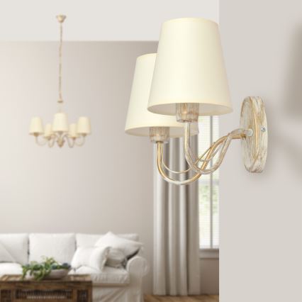 Hanglamp aan een ketting MALBO 5xE27/15W/230V beige