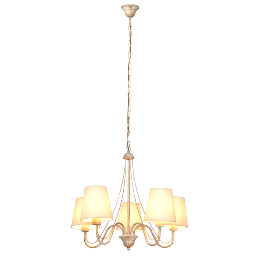 Hanglamp aan een ketting MALBO 5xE27/15W/230V beige