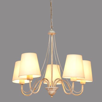 Hanglamp aan een ketting MALBO 5xE27/15W/230V beige
