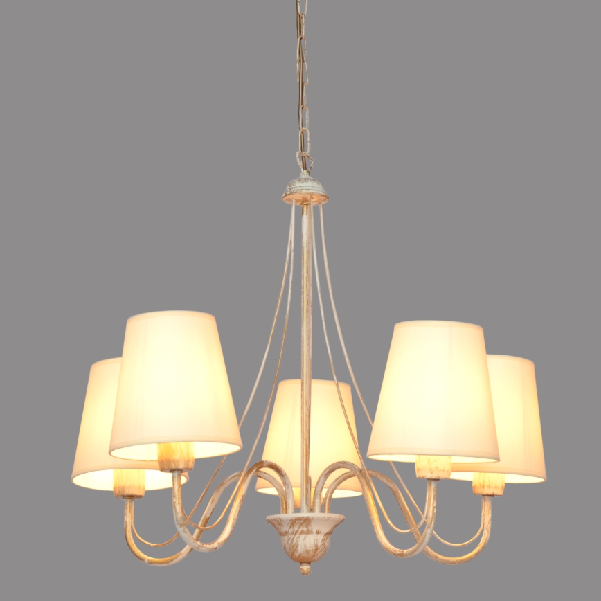 Hanglamp aan een ketting MALBO 5xE27/15W/230V beige